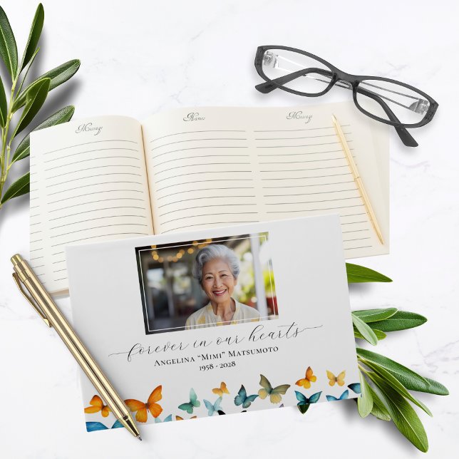 Livro De Visitas Butterfly Foto Funeral Guest Book - Simples (Criador carregado)