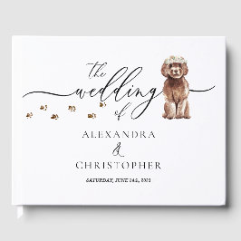 Livro De Visitas Cachorrinho Cavapoo marrom Calligraphy de Casament
