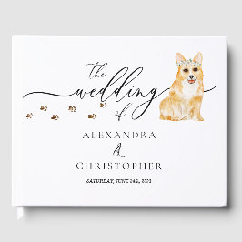 Livro De Visitas Cachorrinho Corgi Pet Caligrafia Casamento