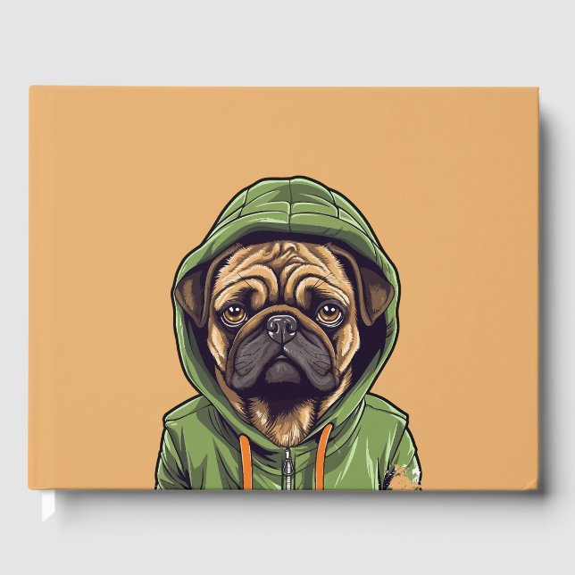 Livro De Visitas Cachorro Vestindo capuz verde (Frente)
