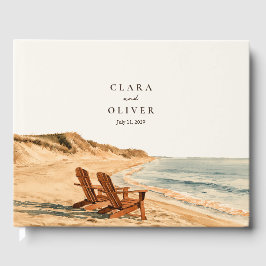 Livro De Visitas Cadeira de Praia Pintada na Hora Dourada Casamento