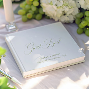 Livro De Visitas Caligrafia Casamento Verde Azul e Sábio