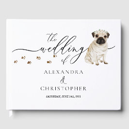 Livro De Visitas Caligrafia de casamento cachorrinho Pug pet