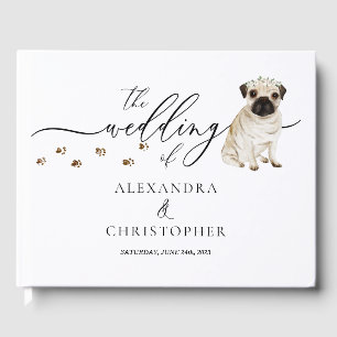 Livro De Visitas Caligrafia de casamento cachorrinho Pug pet