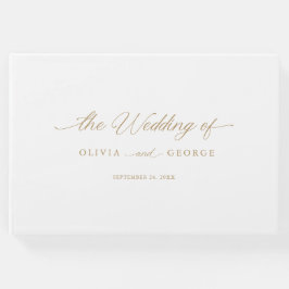 Livro De Visitas Caligrafia de Script Moderno Elegante Dourada