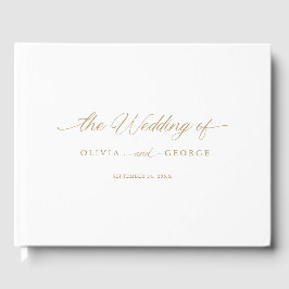 Livro De Visitas Caligrafia de Script Moderno Elegante Dourada