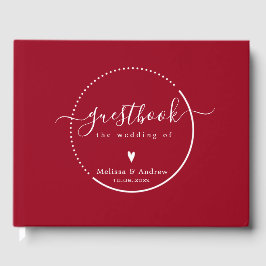 Livro De Visitas Caligrafia Elegante - Casamento Vermelho Carmine
