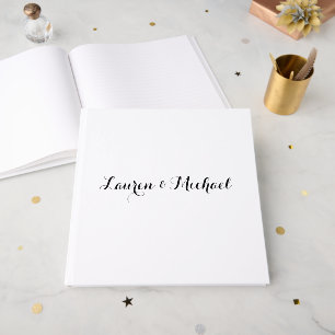 Livro De Visitas Caligrafia Minimalista Elegante Branca Negra