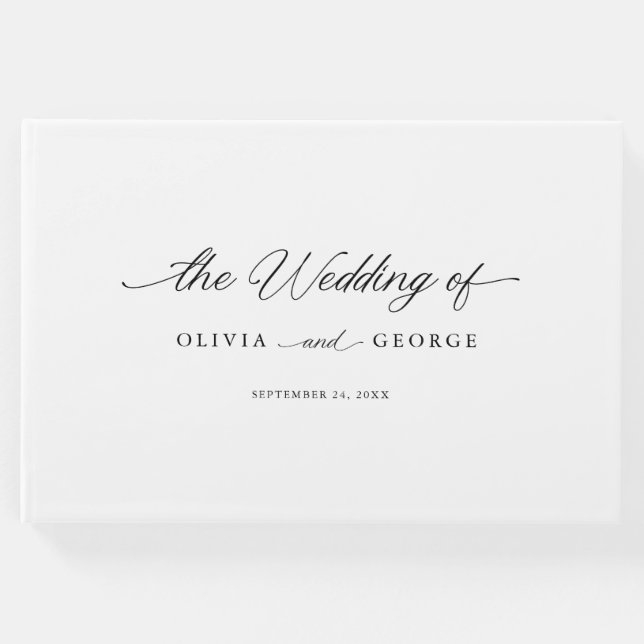 Livro De Visitas Caligrafia Moderna Elegante Negra (Frente)