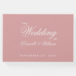 Livro De Visitas Caligrafia Simples de Script Dusty Rosa