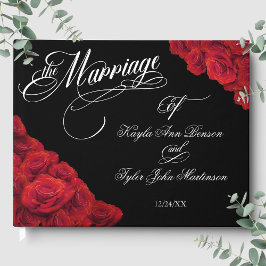 Livro De Visitas Calligraphy Photo Red Roses Black Wedding