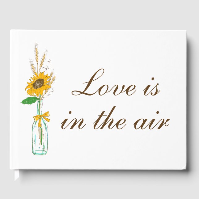 Livro De Visitas Campo Girassóis Boho Yellow Floral Casamento (Frente)