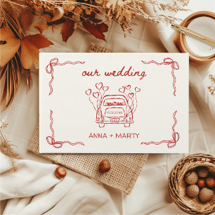 Livro De Visitas Carro de Casamento de Arcos Retro Vermelho desenha