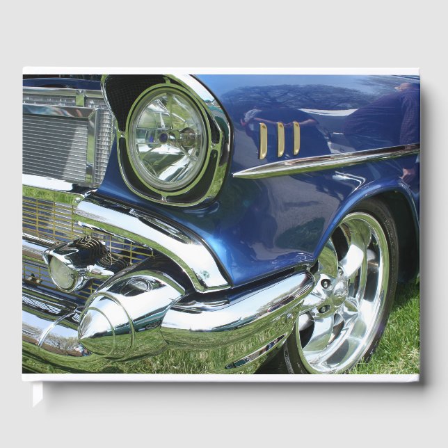 Livro De Visitas Carro vintage azul Chevy 1957 (Frente)