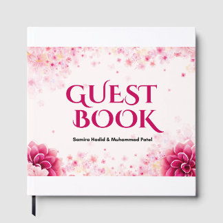 Livro De Visitas Cartaz de Monograma de Casamento – Iniciais Florai