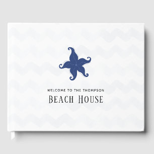 Livro De Visitas Casa de praia branca e azul