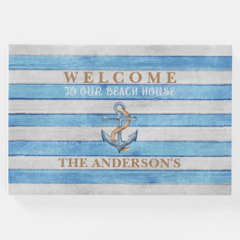 Livro De Visitas Casa de Praia da Família Stripes Náuticas de Madei