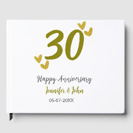 Livro De Visitas casal 30 feliz ouro cinza de aniversário