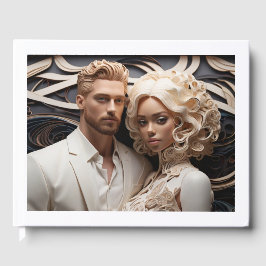 Livro De Visitas Casal de Casamento Vestido em Branco
