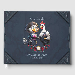 Livro De Visitas Casal de galinha de cartoon charmoso