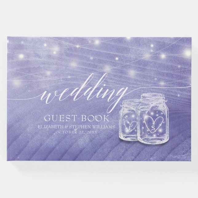 Livro De Visitas Casal Mason Jars String Luzes de Casamento Guestbo (Frente)