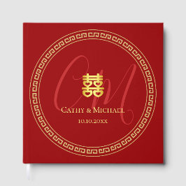 Livro De Visitas Casal rubricado vermelho de casamento chinês moder