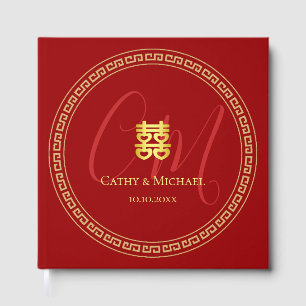 Livro De Visitas Casal rubricado vermelho de casamento chinês moder