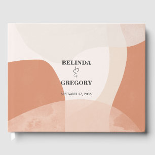 Livro De Visitas Casamento Abstrato da Boêmia Moderna Terracotta