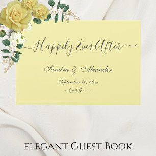 Livro De Visitas Casamento Amarelo Amarelo Manteiga Mínimo Elegante