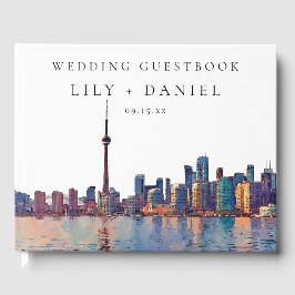 Livro De Visitas Casamento Aquarela da Silhueta de Toronto