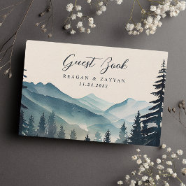 Livro De Visitas Casamento Aquarela Montanha Pinheiro