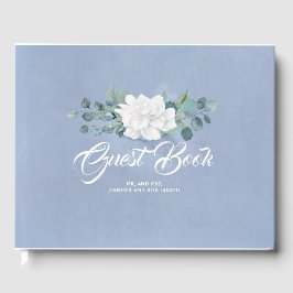 Livro De Visitas Casamento Azul com Pó Branco