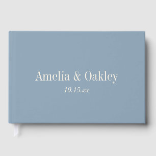 Livro De Visitas Casamento Azul Empoeirado Minimalista Elegante Per