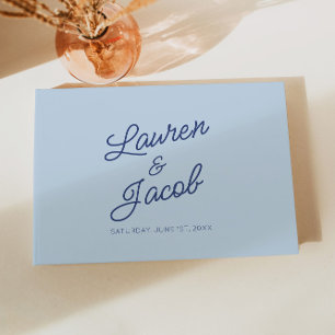 Livro De Visitas Casamento Azul Minimalista Moderno