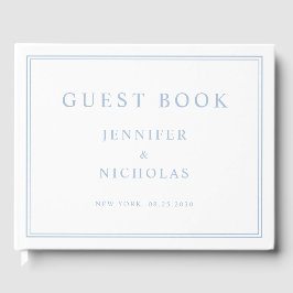 Livro De Visitas Casamento Azul Pó Elegante