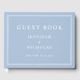 Livro De Visitas Casamento Azul Pó Elegante
