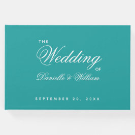 Livro De Visitas Casamento Azul Verde Simples Caligrafia em Script