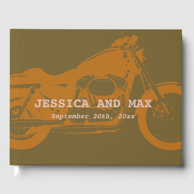 Livro De Visitas Casamento Biker Personalizado Inspirado em Camo (Frente)
