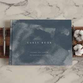 Livro De Visitas Casamento Blue Boho Watercolor