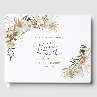 Livro De Visitas Casamento Boêmio Verde e Dourado Boho