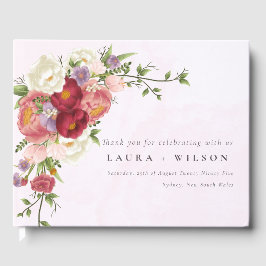 Livro De Visitas Casamento Boho Red Pink White Rose Flowers