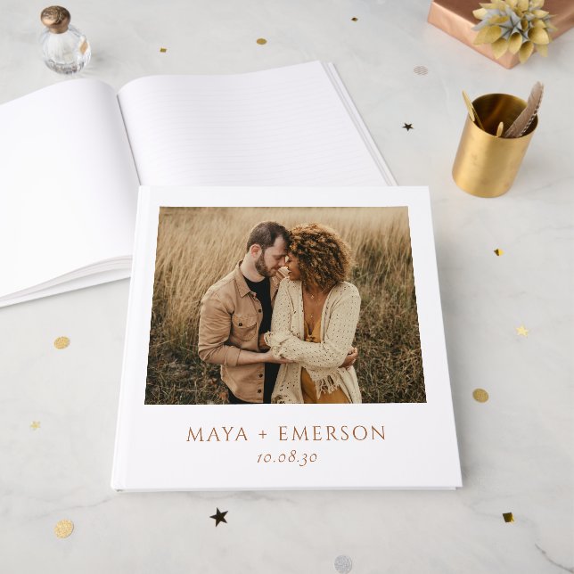 Livro De Visitas Casamento Boho Rústico Foto  (Frente aberta)