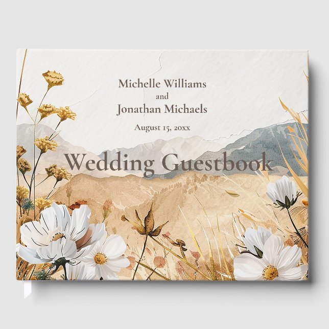 Livro De Visitas Casamento bonito Boho Mountain Wildflower (Frente)