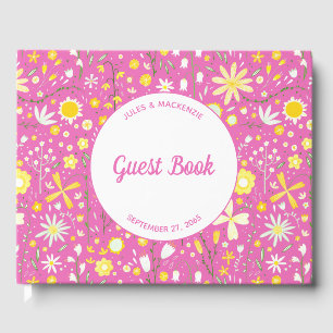 Livro De Visitas Casamento bonito de Flor Botânica Rosa