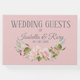 Livro De Visitas Casamento bonito de Rosas Púrpuras e Rosa