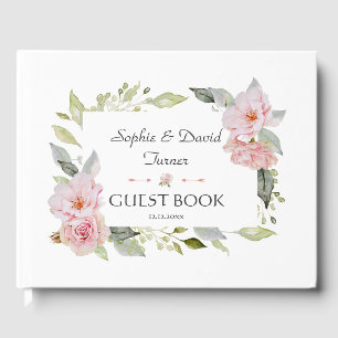 Livro De Visitas Casamento bonito de Sangue Floral Rosa-Rosa
