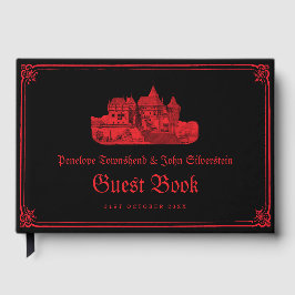 Livro De Visitas Casamento Borda Castelo Vampiro Gótico Preto Verme