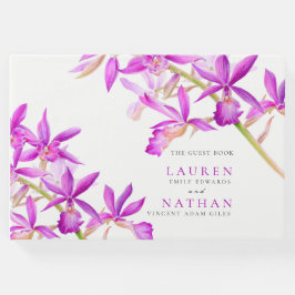 Livro De Visitas Casamento botânico com cor d'água floral de orquíd
