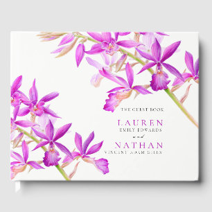 Livro De Visitas Casamento botânico com cor d'água floral de orquíd