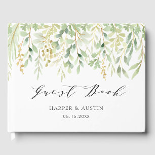 Livro De Visitas Casamento botânico da folha verde